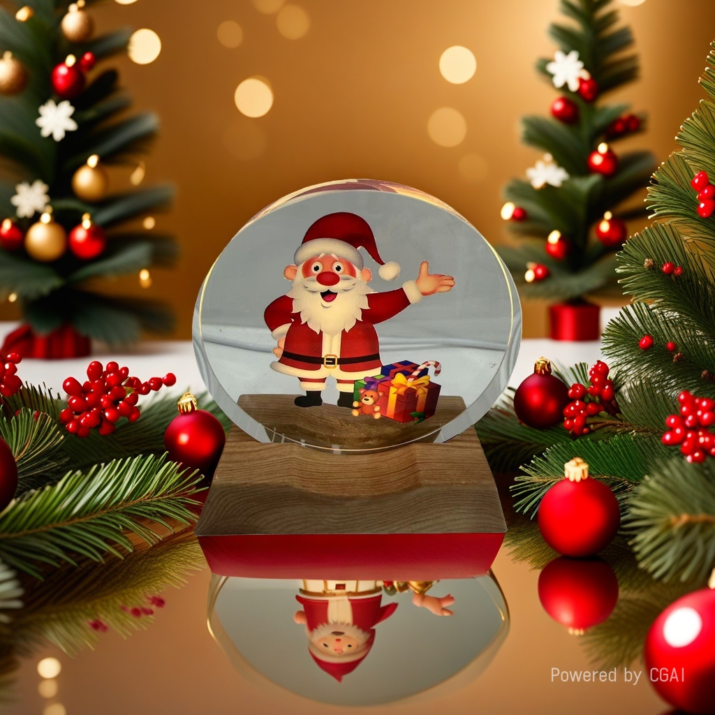 Santa Claus crystal ball ornament, Christmas-themed decoration, Christmas souvenir