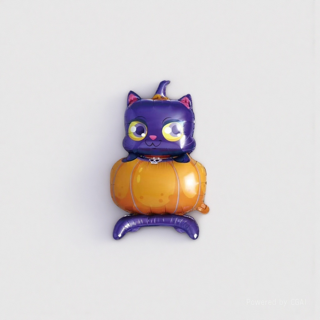 Purple cat, orange pumpkin shaped birthday, wedding, aluminum film, ceremony and balloon decoration details Picture