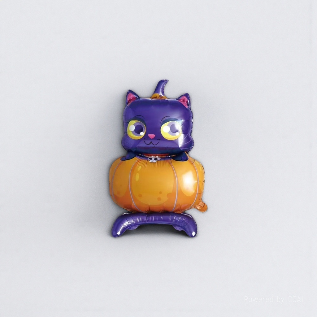 Purple cat, orange pumpkin shaped birthday, wedding, aluminum film, ceremony and balloon decoration