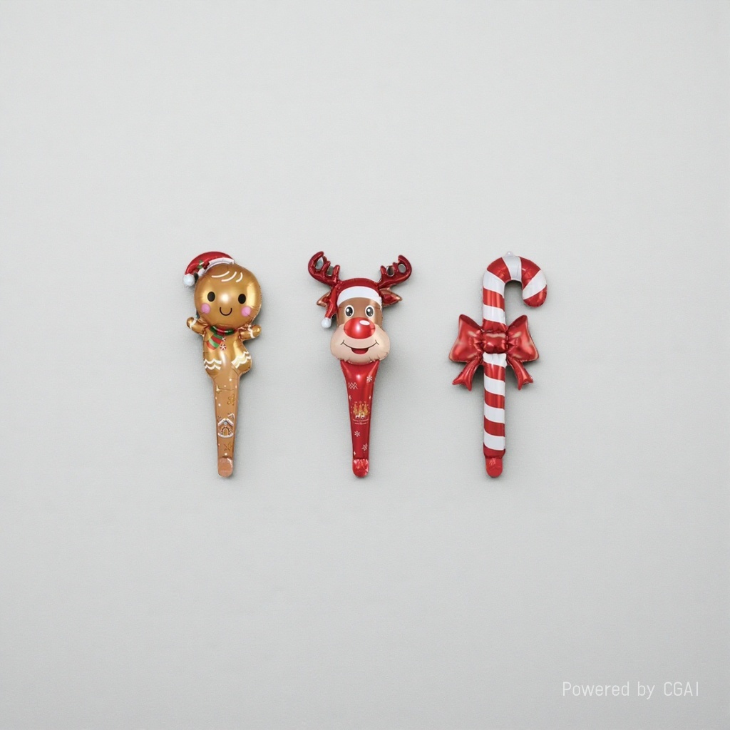Christmas-themed balloon decorations, gingerbread man, deer walking stick, middle stick, Christmas hat souvenirs details Picture