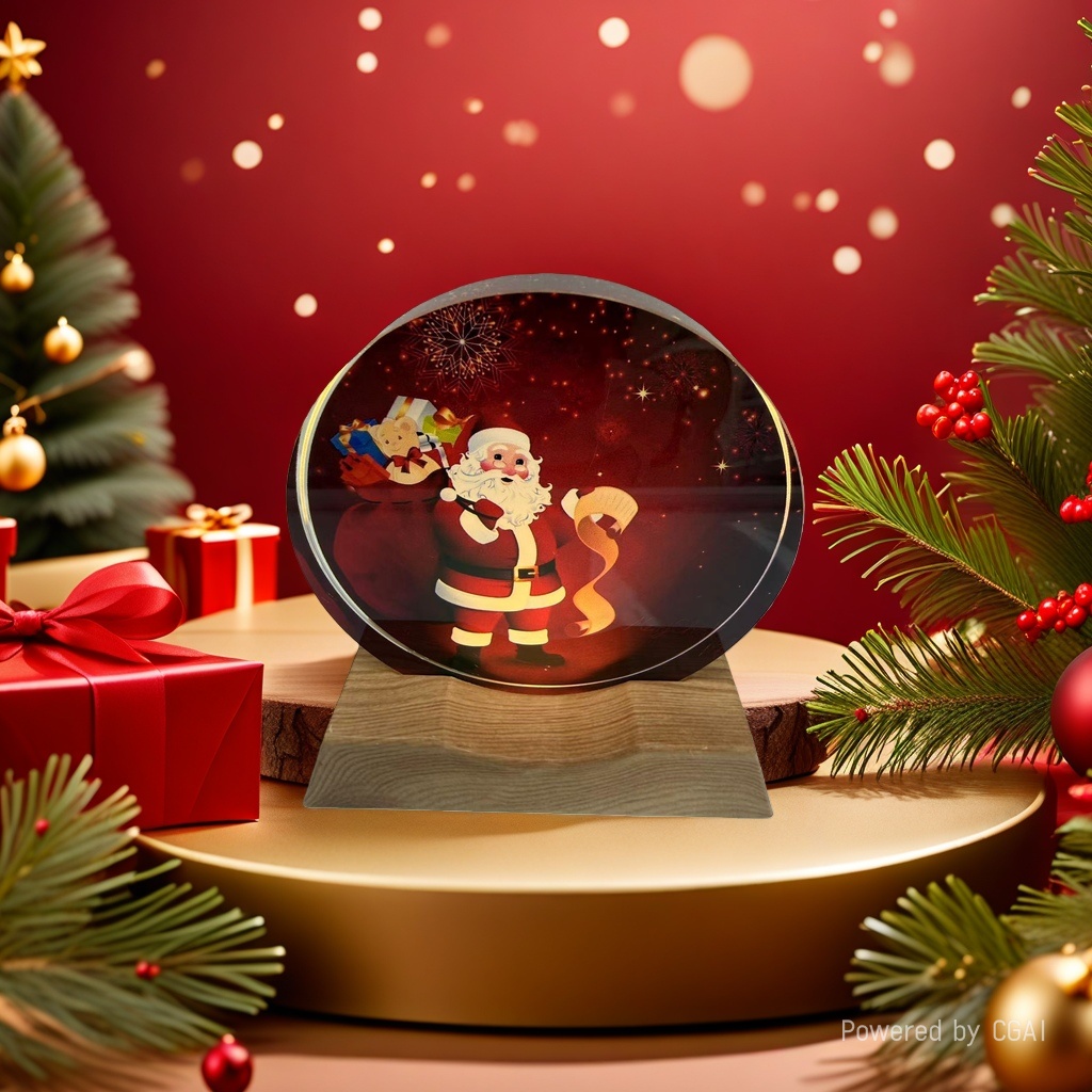 Santa Claus patterned round crystal ball ornament, Christmas-themed decoration, Christmas souvenir Specification image