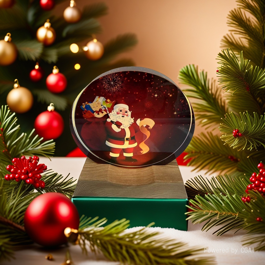 Santa Claus patterned round crystal ball ornament, Christmas-themed decoration, Christmas souvenir Application Scenario