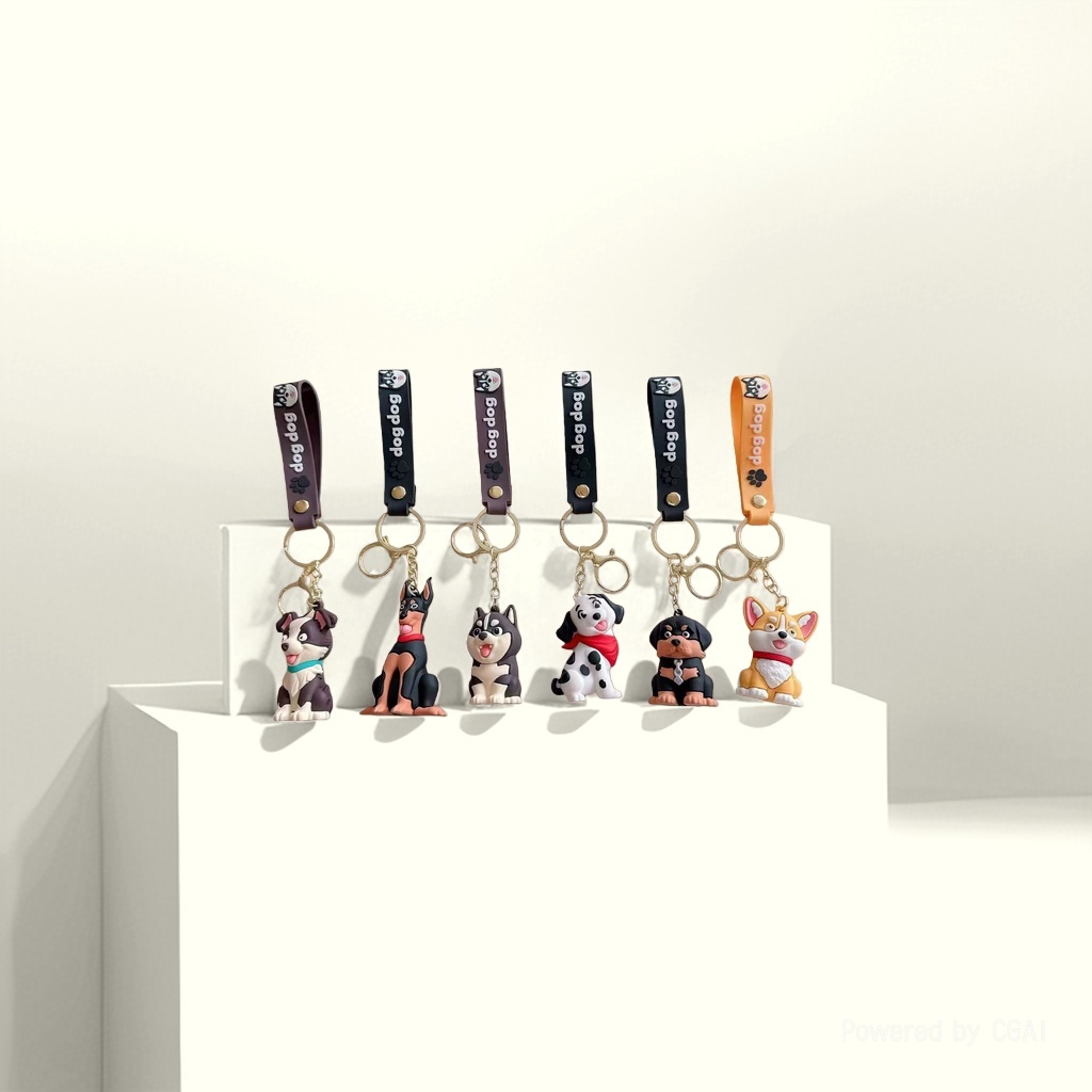 Creative and cute pet dog cartoon keychains, Doberman dolls, dog pendants, key chains, claw machines, gift wholesale Specification image