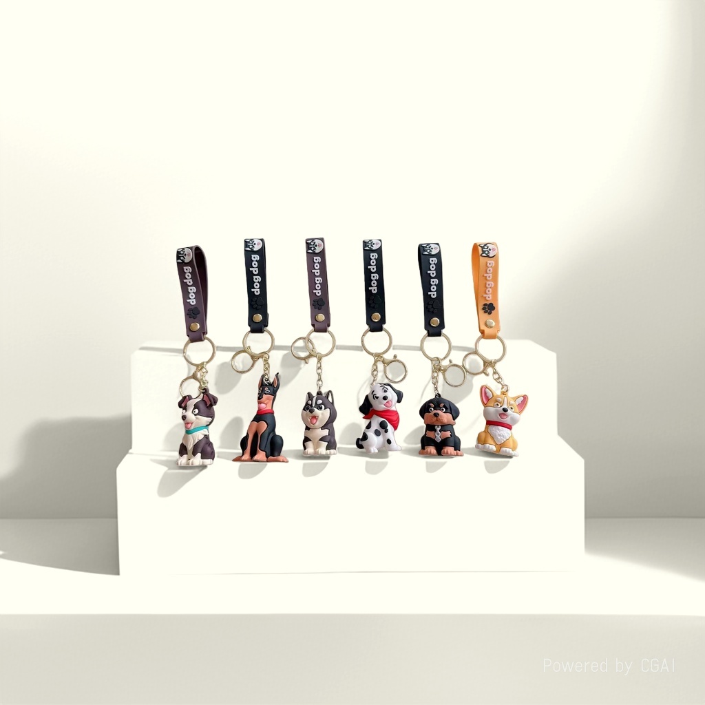 Creative and cute pet dog cartoon keychains, Doberman dolls, dog pendants, key chains, claw machines, gift wholesale
