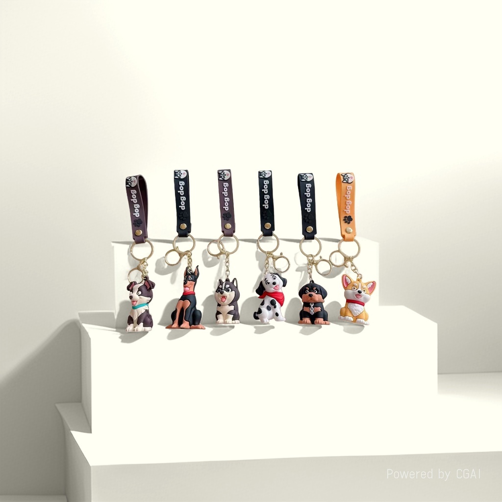 Creative and cute pet dog cartoon keychains, Doberman dolls, dog pendants, key chains, claw machines, gift wholesale Application Scenario