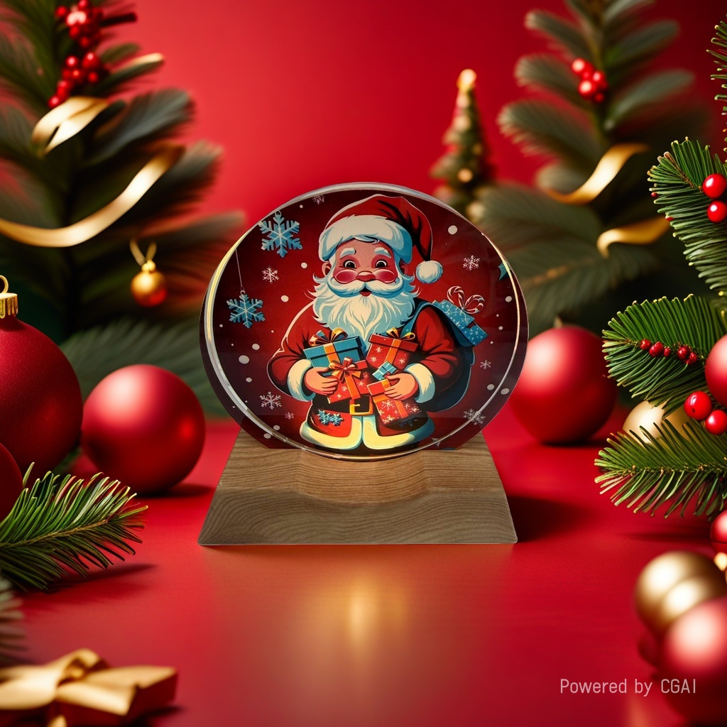 Santa Claus decorative painting, crystal ball ornament, Christmas-themed decoration, Christmas souvenir