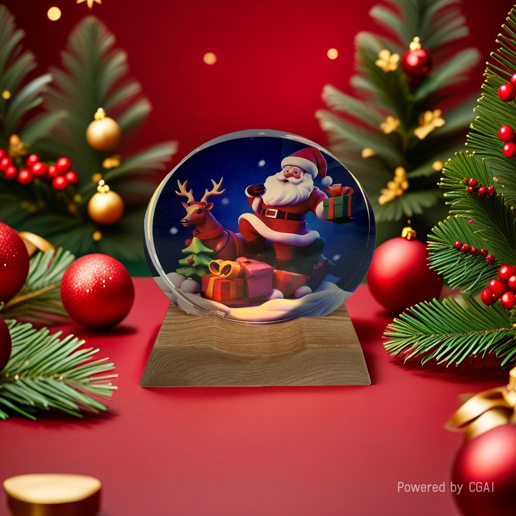 Santa Claus reindeer crystal ball ornament, Christmas-themed decoration, Christmas souvenir