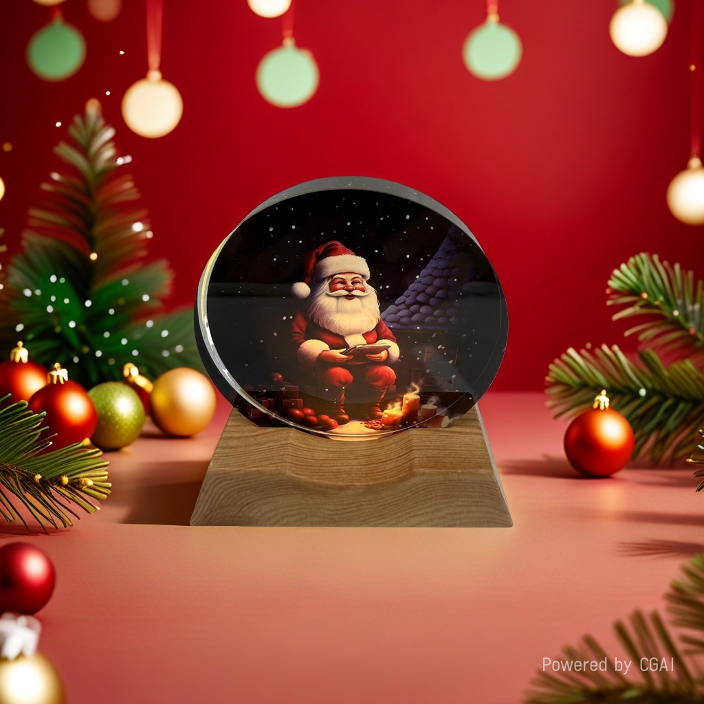 Christmas sitting Santa Claus crystal ball ornament, Christmas-themed decoration, Christmas souvenir Specification image