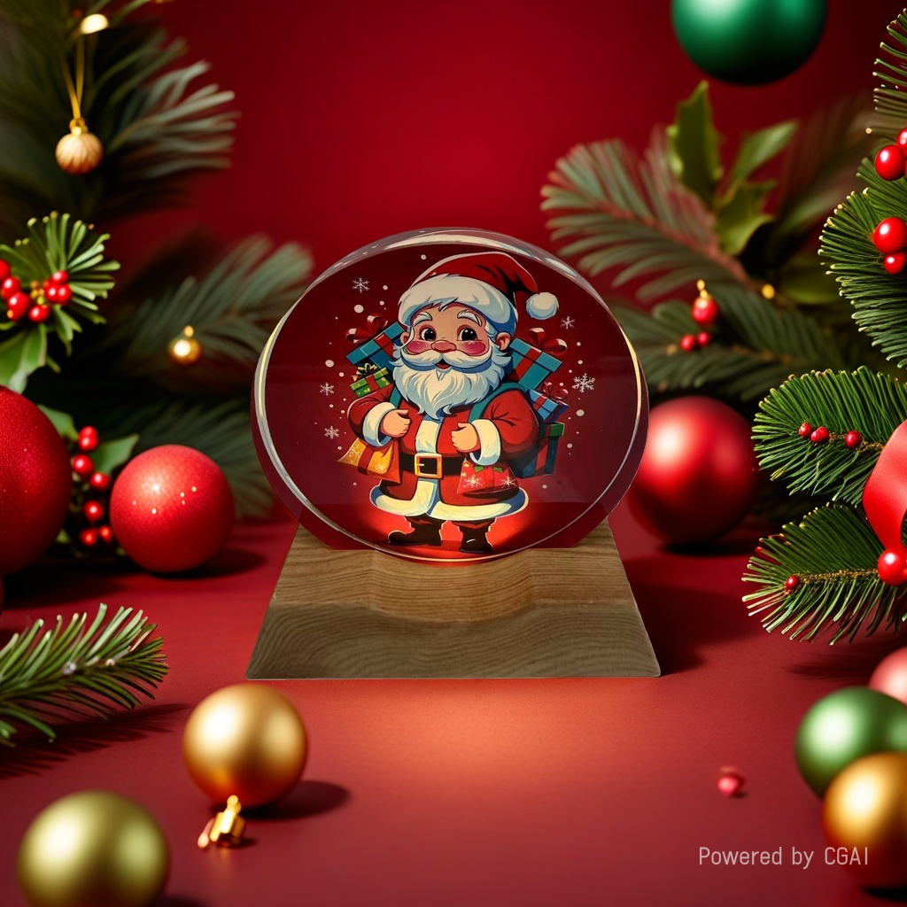 Santa Claus gift decorative painting, crystal ball ornament, Christmas-themed decoration, Christmas souvenir