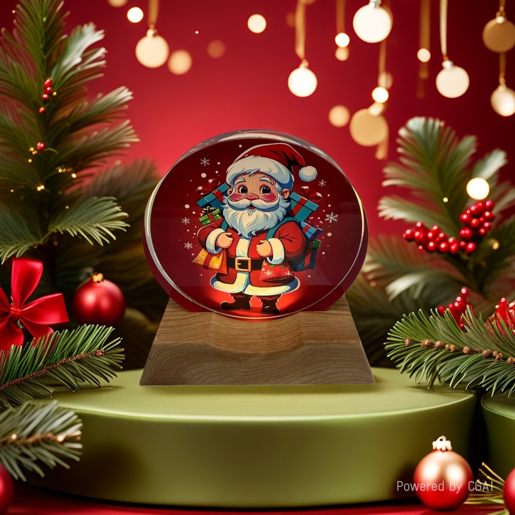 Santa Claus gift decorative painting, crystal ball ornament, Christmas-themed decoration, Christmas souvenir Specification image