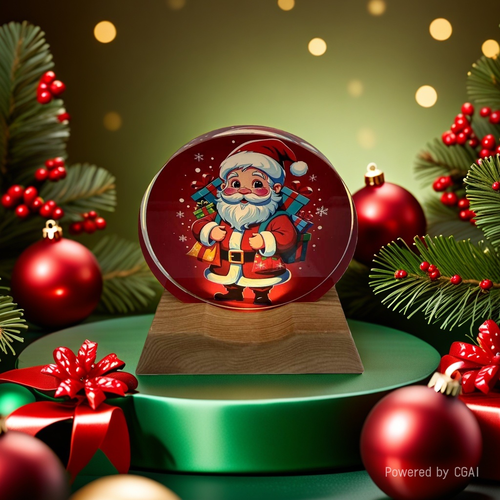 Santa Claus gift decorative painting, crystal ball ornament, Christmas-themed decoration, Christmas souvenir Application Scenario