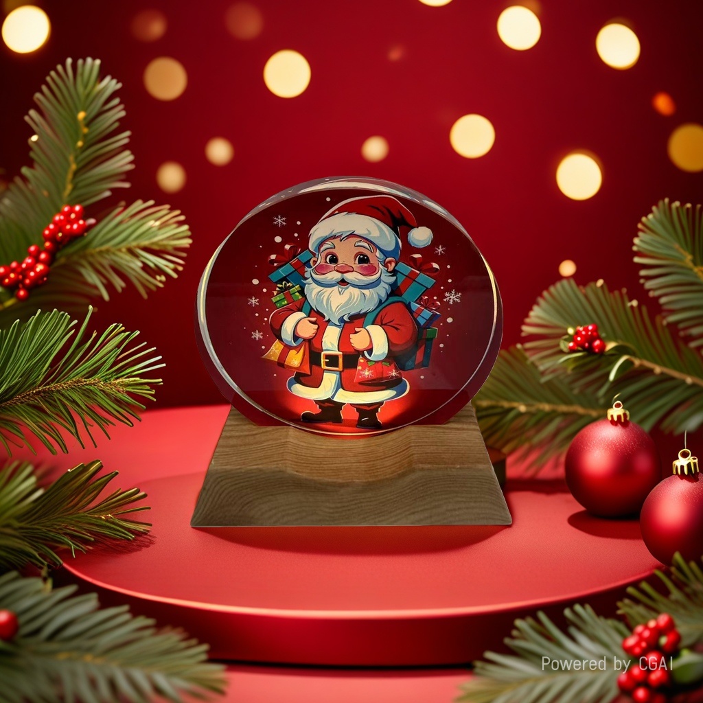 Santa Claus gift decorative painting, crystal ball ornament, Christmas-themed decoration, Christmas souvenir details Picture