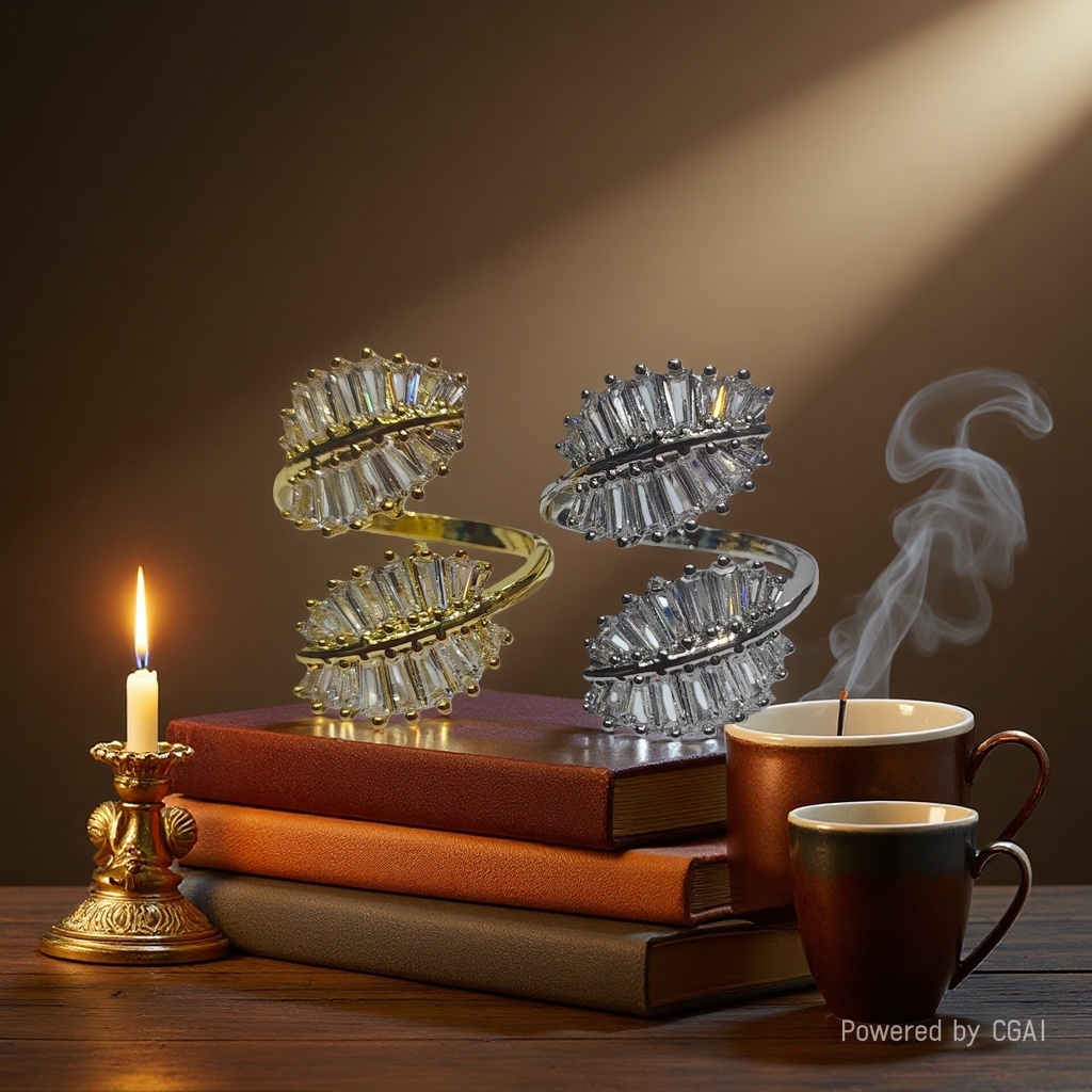 A new InS-style, simple and cold design with an open index finger ring and a branch and flower branch shape, a zircon ring is released as a gift Application Scenario