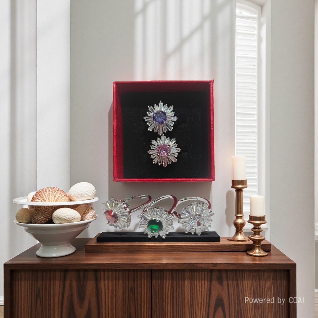 A woman with a niche and light luxury ice crystal flower ring