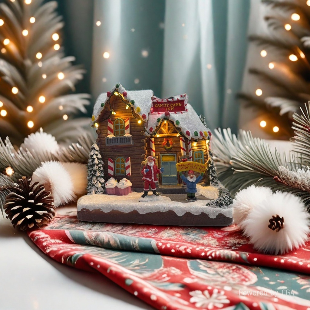 Christmas glowing candy house model, Christmas hat, Christmas-themed decorative gifts
