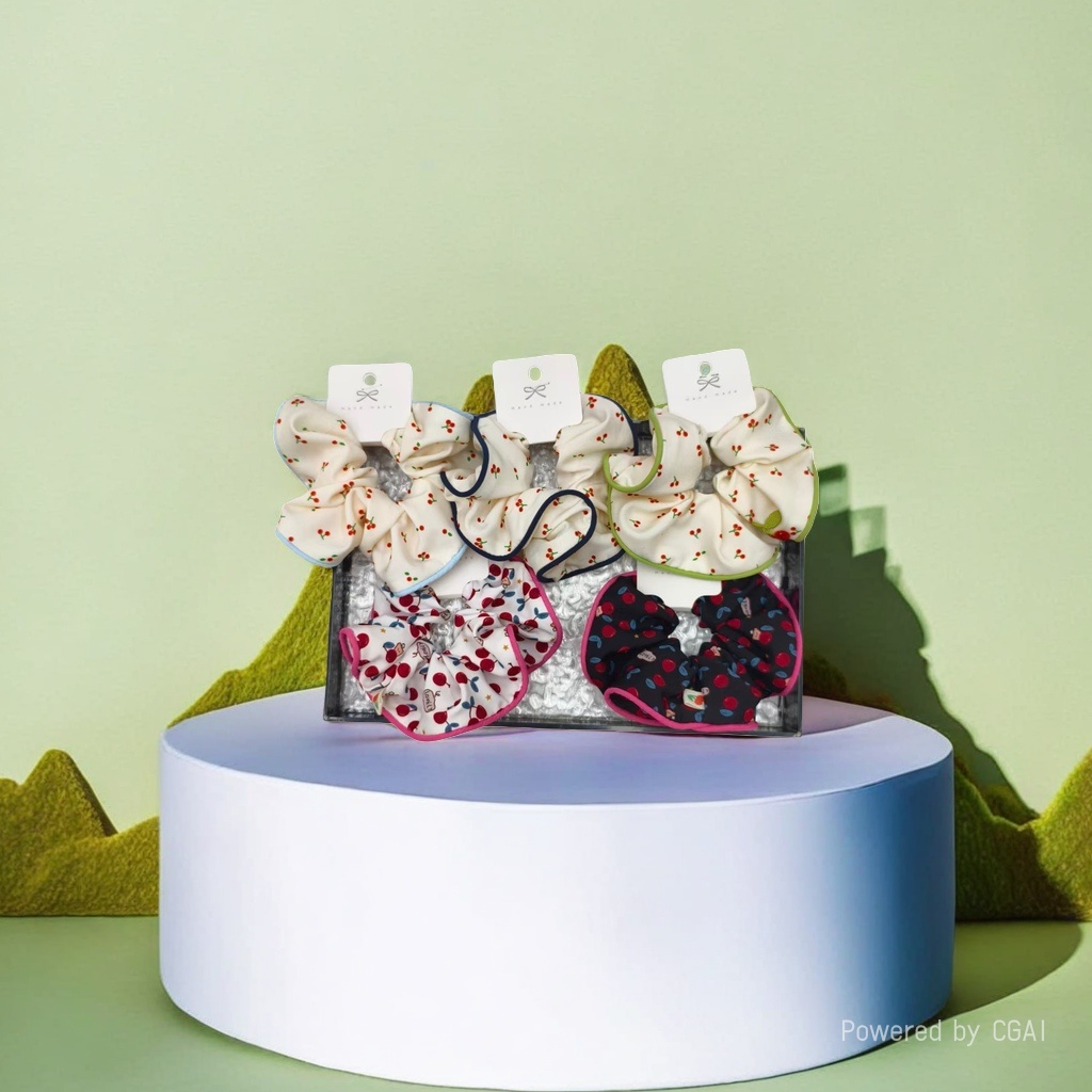 Wholesale of 2026 new French girl embroidered flower large intestine hair bands, niche, simple and retro hair ties, children's hair accessories details Picture