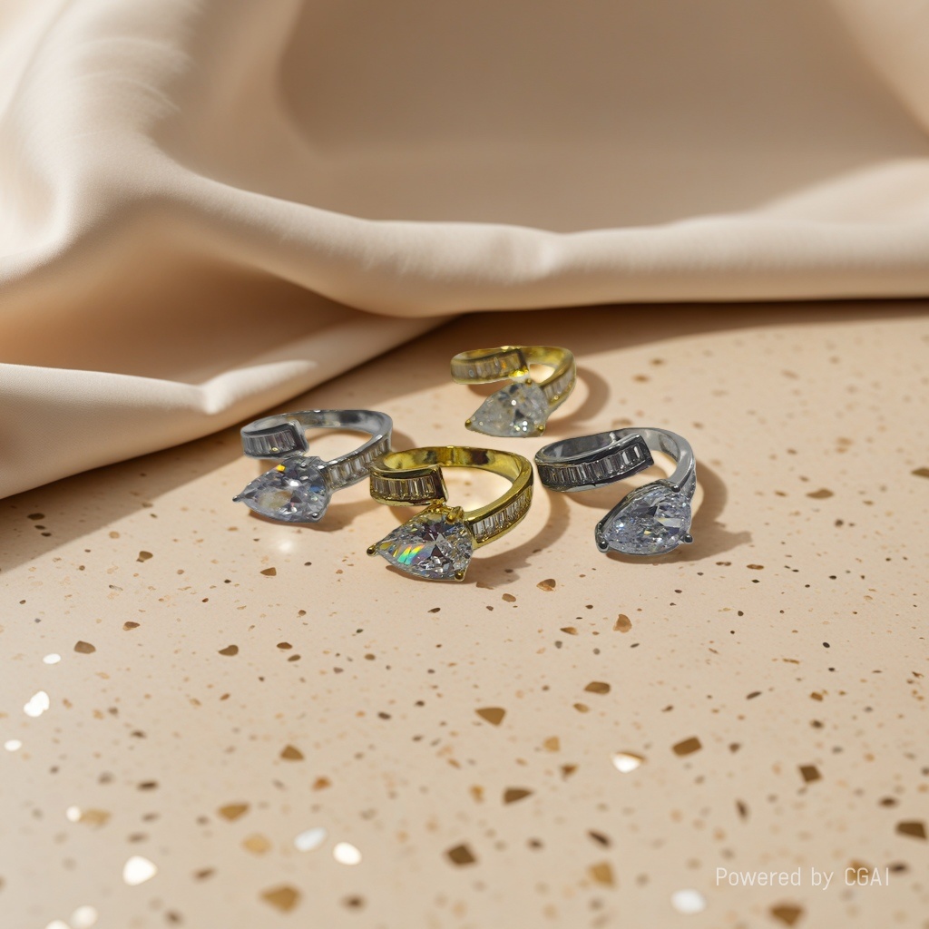 European and American simple mixed style colored zircon crystal rings, women's rings, export rings and accessories wholesale and consignment details Picture