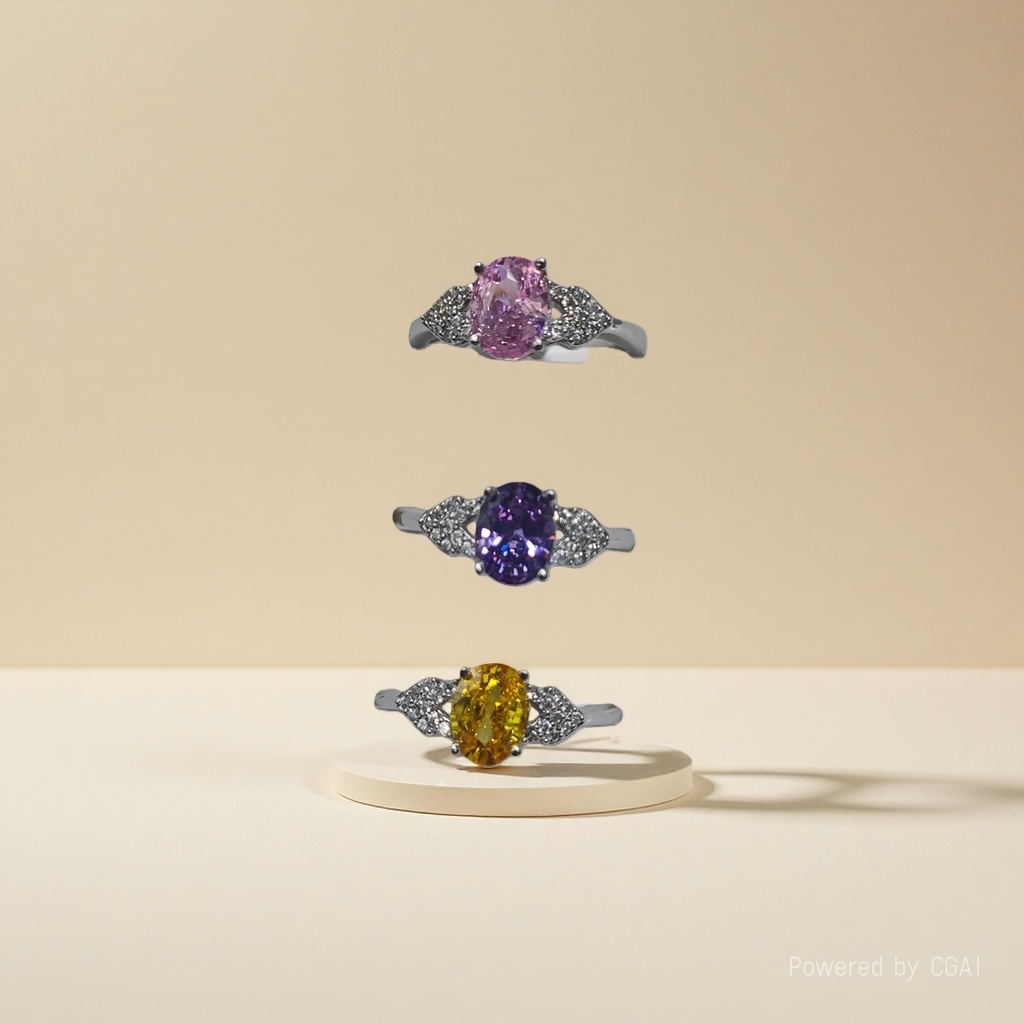 Popular oval four-prong ruby and sapphire rings, multi-color jewel, emerald and diamond rings for women in Europe and America
