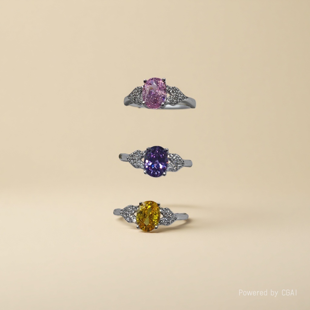 Popular oval four-prong ruby and sapphire rings, multi-color jewel, emerald and diamond rings for women in Europe and America details Picture