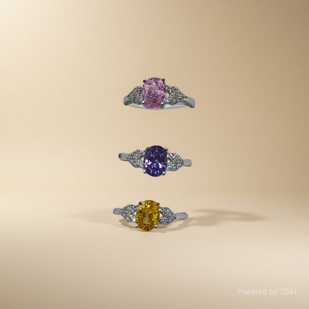 Popular oval four-prong ruby and sapphire rings, multi-color jewel, emerald and diamond rings for women in Europe and America Application Scenario