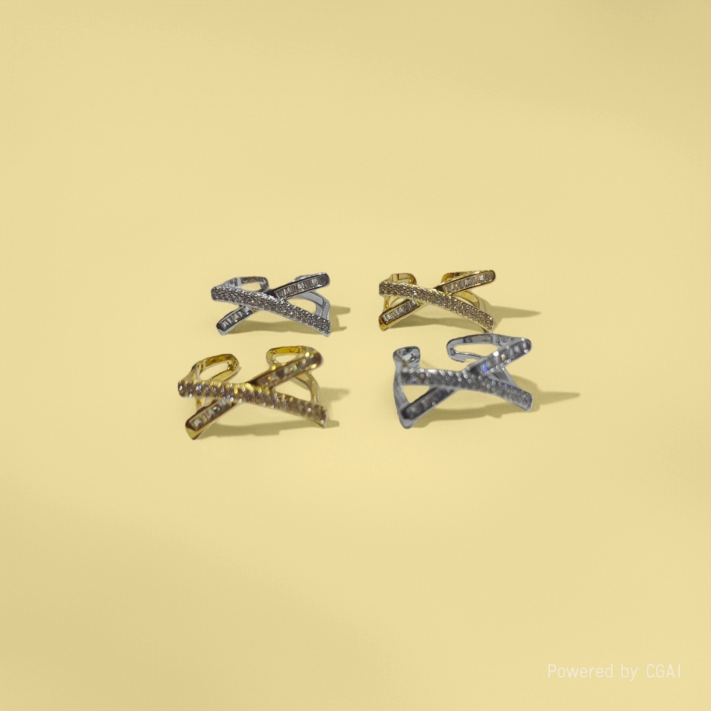 Light luxury, slightly inlaid zircon cross ring, a unique and high-end open-top index finger ring, a versatile and fashionable commuting ring Application Scenario