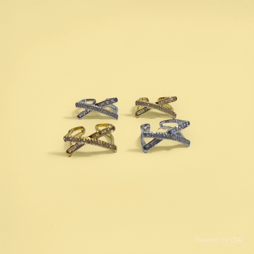 Light luxury, slightly inlaid zircon cross ring, a unique and high-end open-top index finger ring, a versatile and fashionable commuting ring Specification image