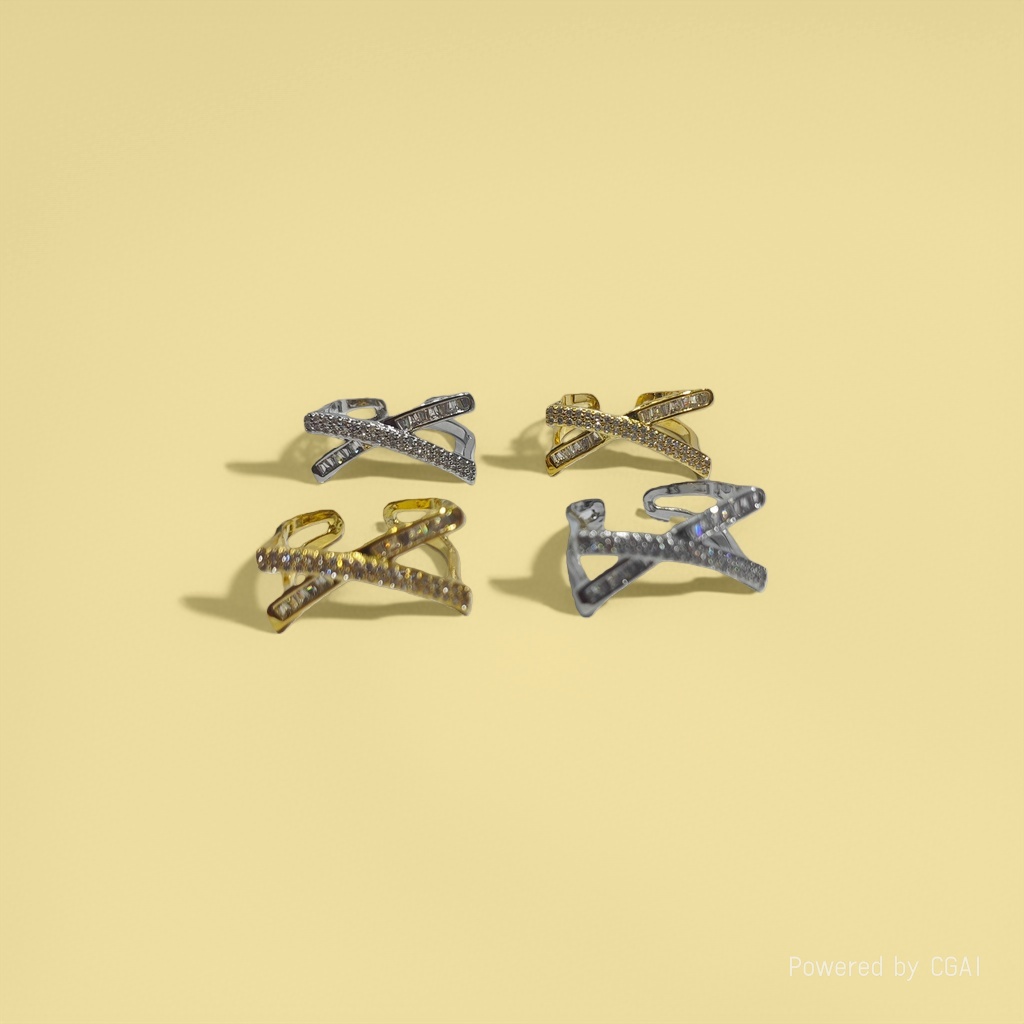 Light luxury, slightly inlaid zircon cross ring, a unique and high-end open-top index finger ring, a versatile and fashionable commuting ring details Picture