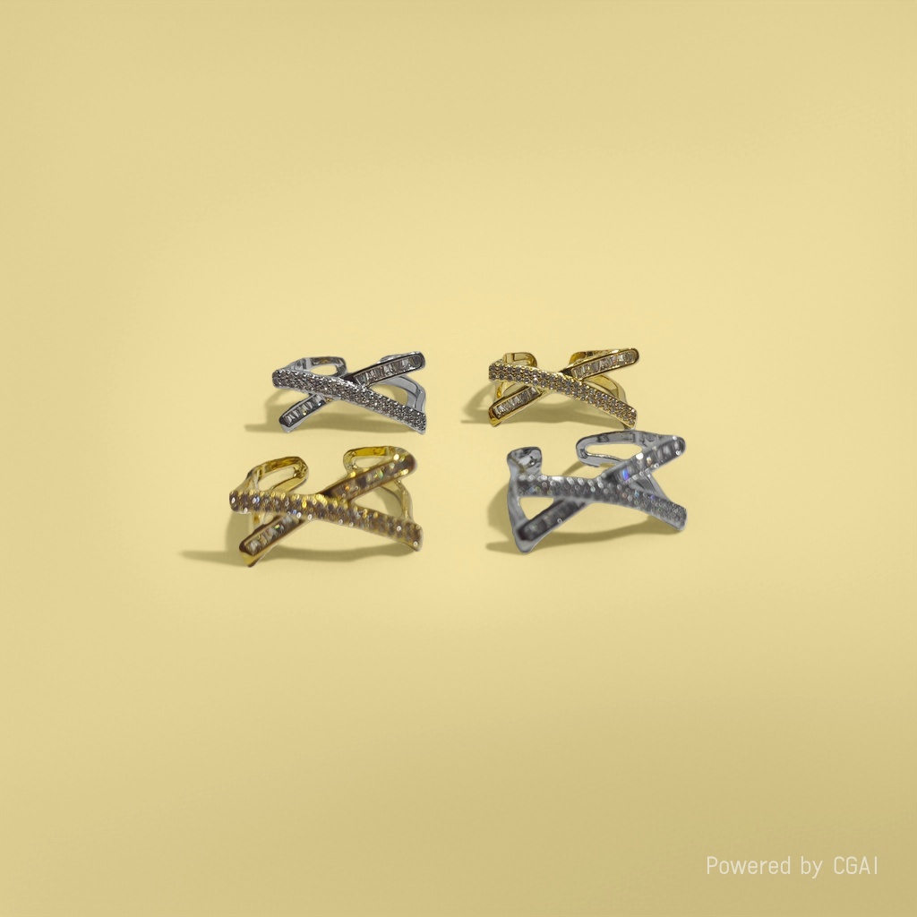 Light luxury, slightly inlaid zircon cross ring, a unique and high-end open-top index finger ring, a versatile and fashionable commuting ring