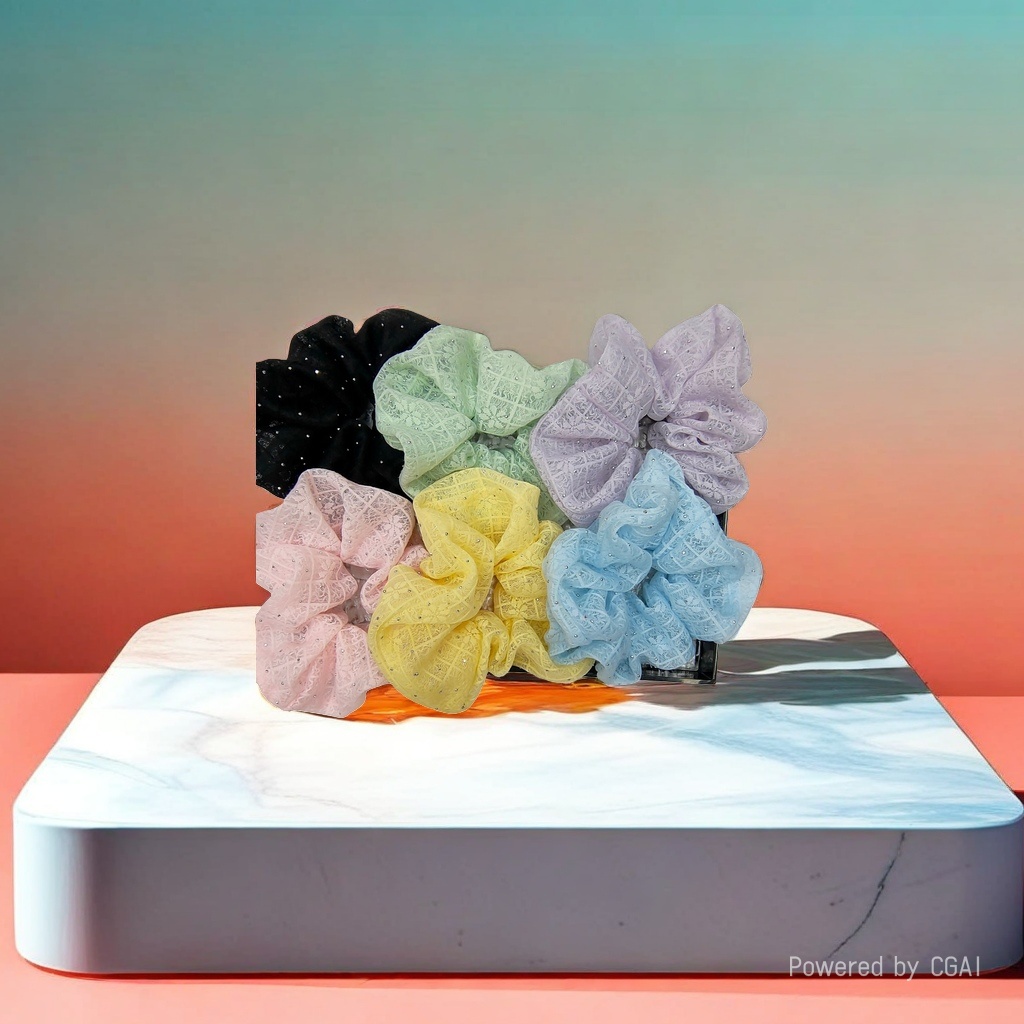 Sweet fabric lace large intestine hair tie and hair band, high-end lace ponytail hair tie and hair flower, fashionable heavy industry hair accessory undefined