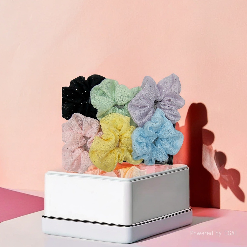 Sweet fabric lace large intestine hair tie and hair band, high-end lace ponytail hair tie and hair flower, fashionable heavy industry hair accessory undefined