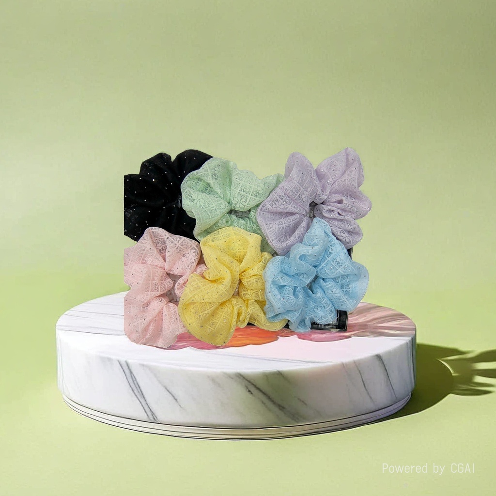 Sweet fabric lace large intestine hair tie and hair band, high-end lace ponytail hair tie and hair flower, fashionable heavy industry hair accessory undefined
