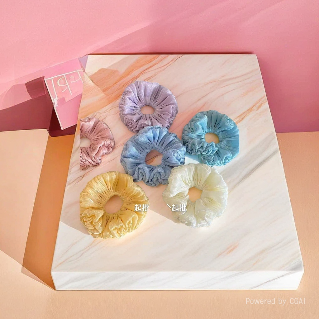 Korean cream-colored large intestine hair band, sweet and elegant, hair tie, trendy and fashionable ponytail hair tie and hair flower Application Scenario