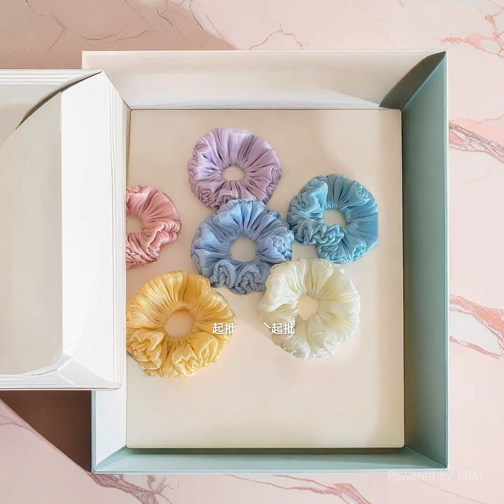 Korean cream-colored large intestine hair band, sweet and elegant, hair tie, trendy and fashionable ponytail hair tie and hair flower