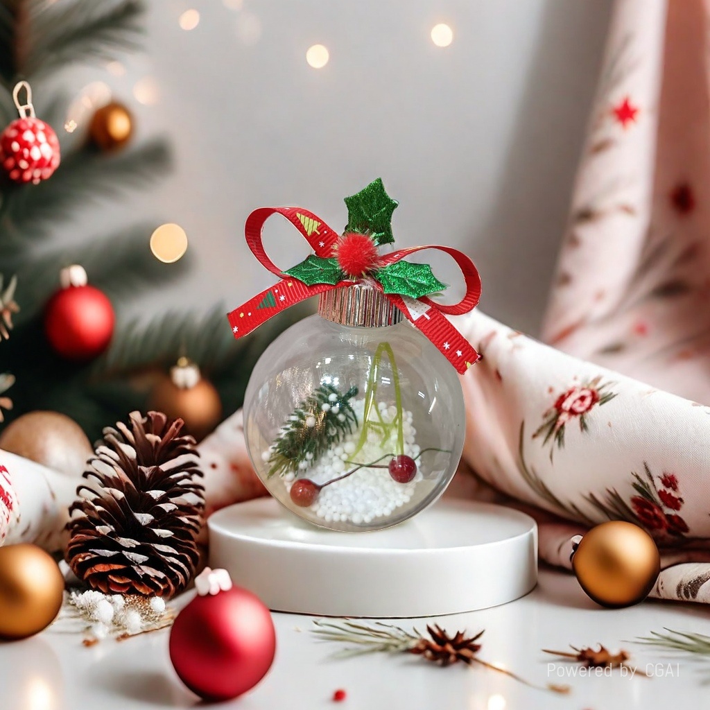 Christmas transparent glass ball hanging Christmas hat souvenir decoration Specification image