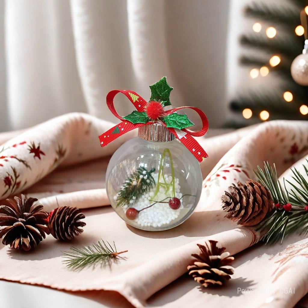 Christmas transparent glass ball hanging Christmas hat souvenir decoration details Picture
