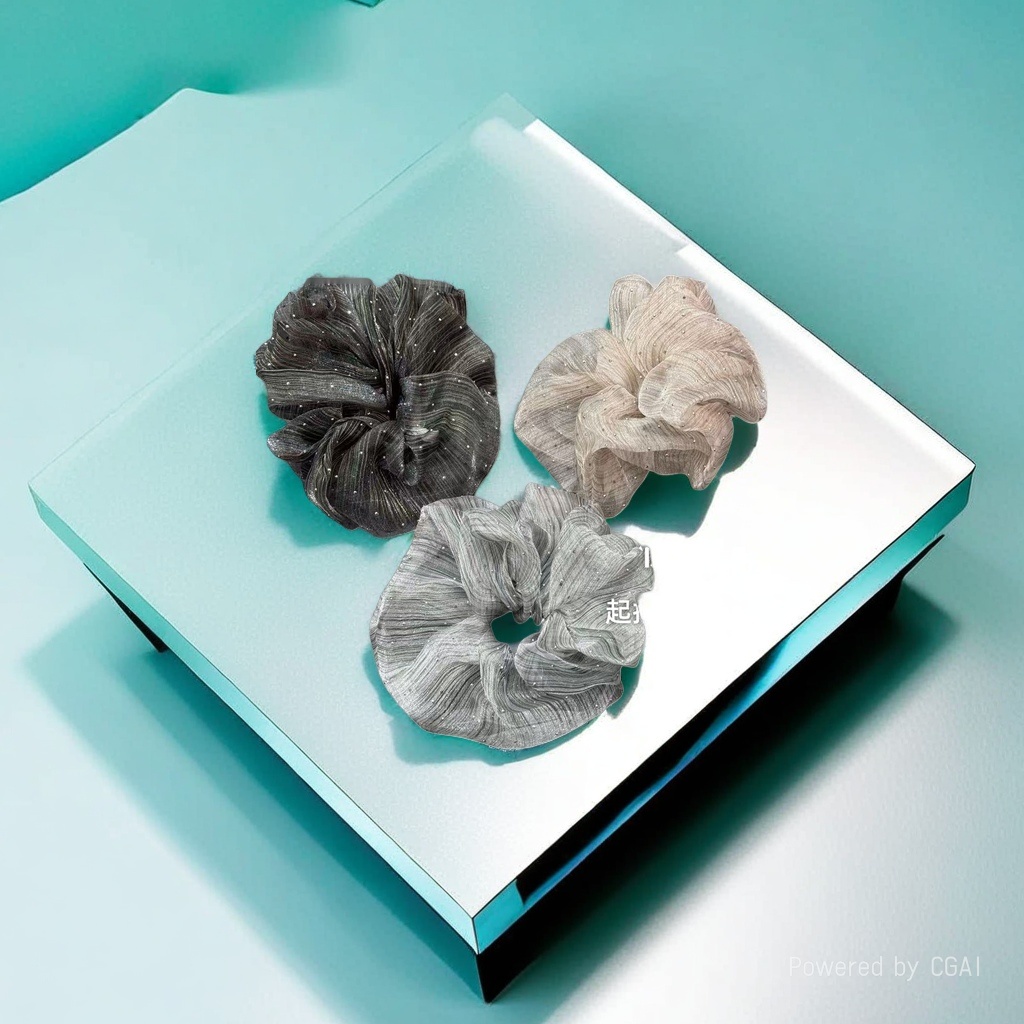 A sky full of stars ~ Spring and summer gauze large intestine hair band, women's low ponytail, high elasticity hair tie, high-end leather band hair accessory 101639808 Specification image