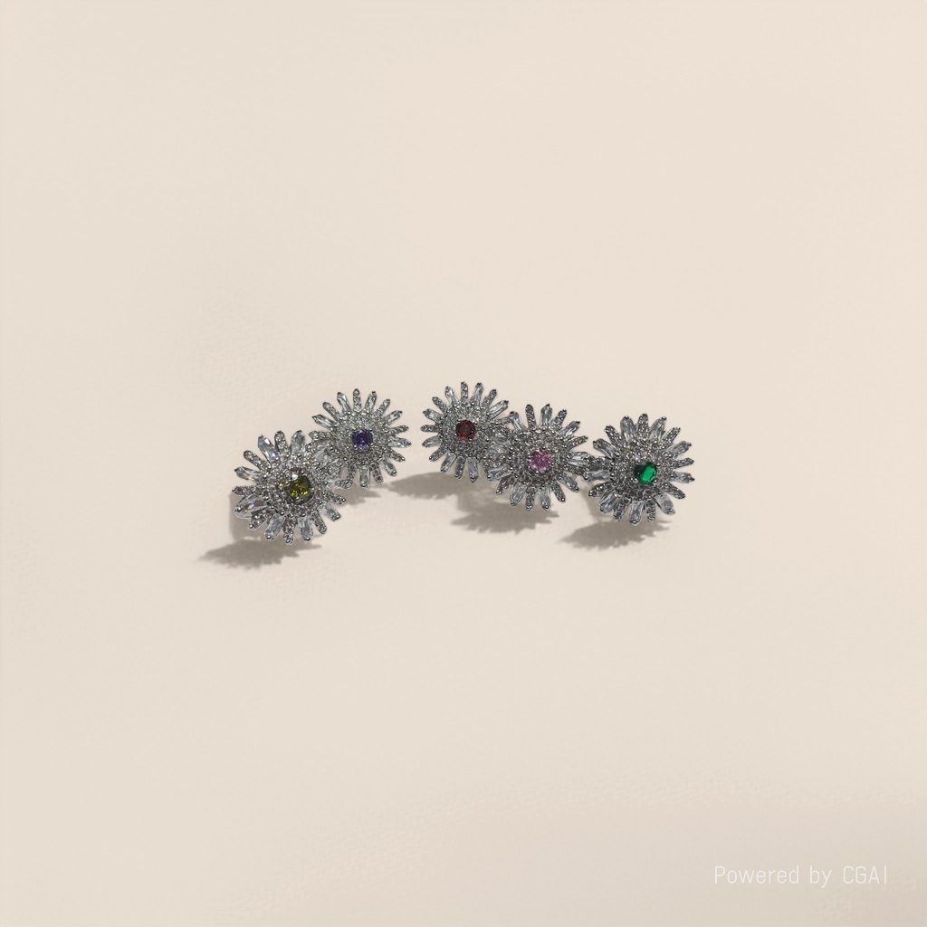 Flower-shaped colored zirconium ring Specification image