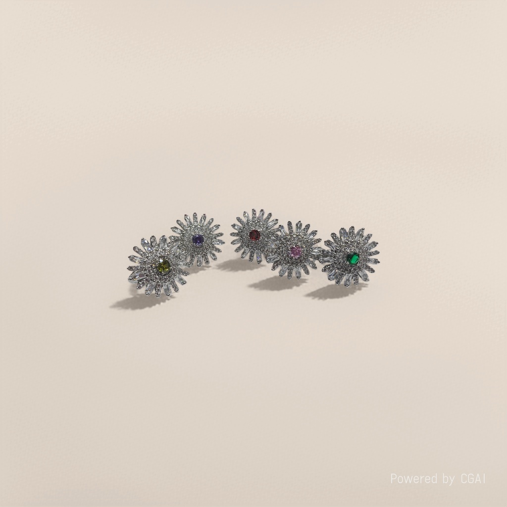 Flower-shaped colored zirconium ring details Picture