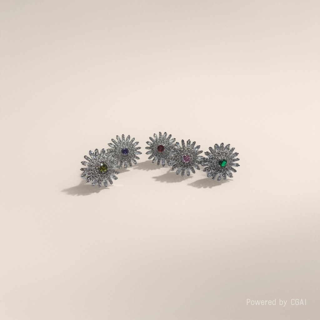 Flower-shaped colored zirconium ring