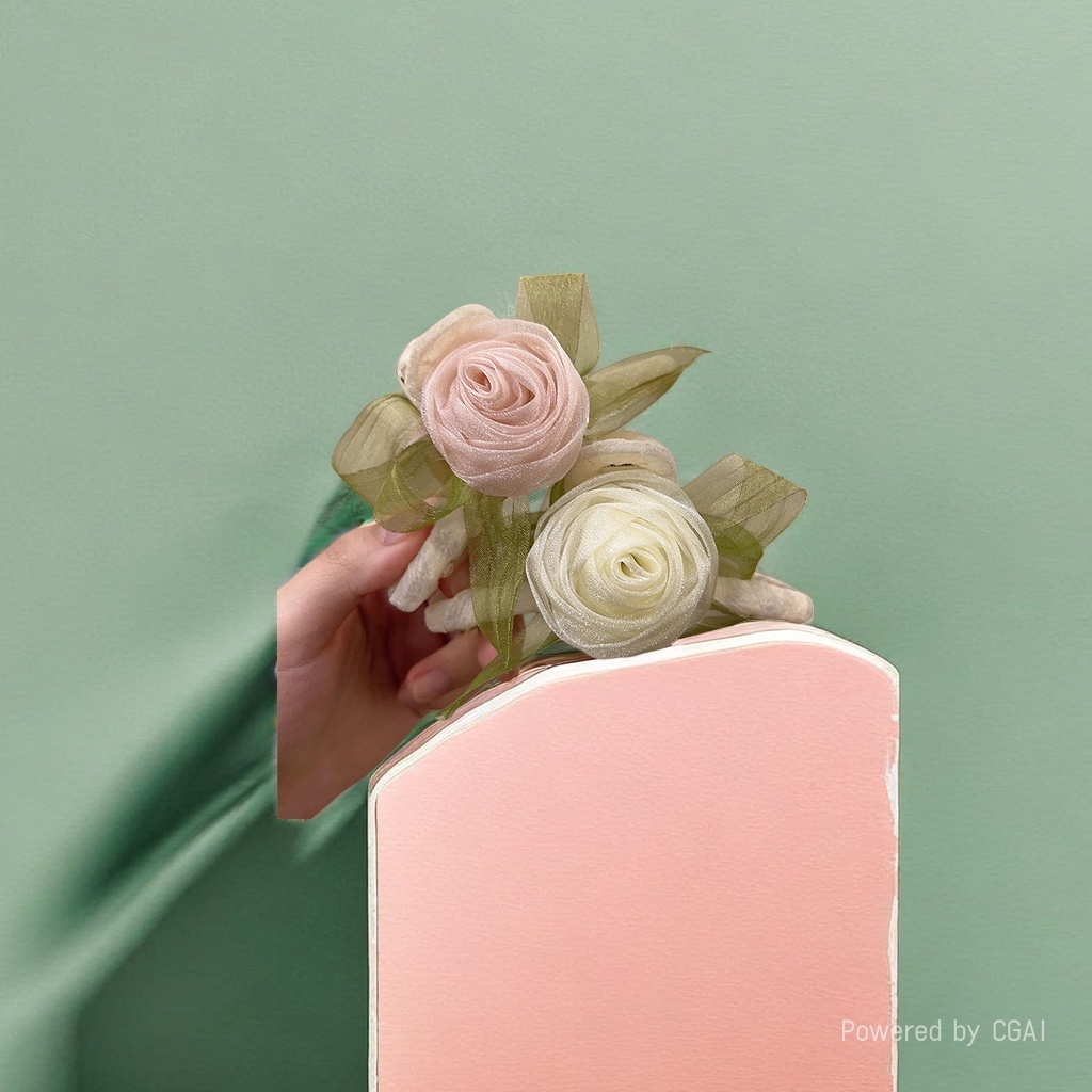Crocheted hand bouquets, knitted flowers, tie-flower decorations, hand stick flowers, and simulated floral art details Picture