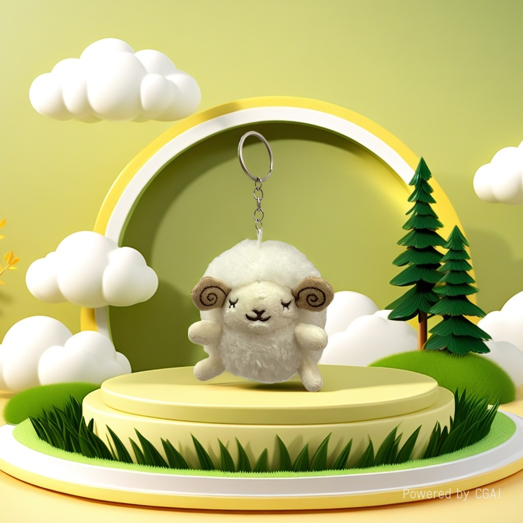 New cartoon curly little sheep pendant plush toy keychain for foreign trade supply details Picture