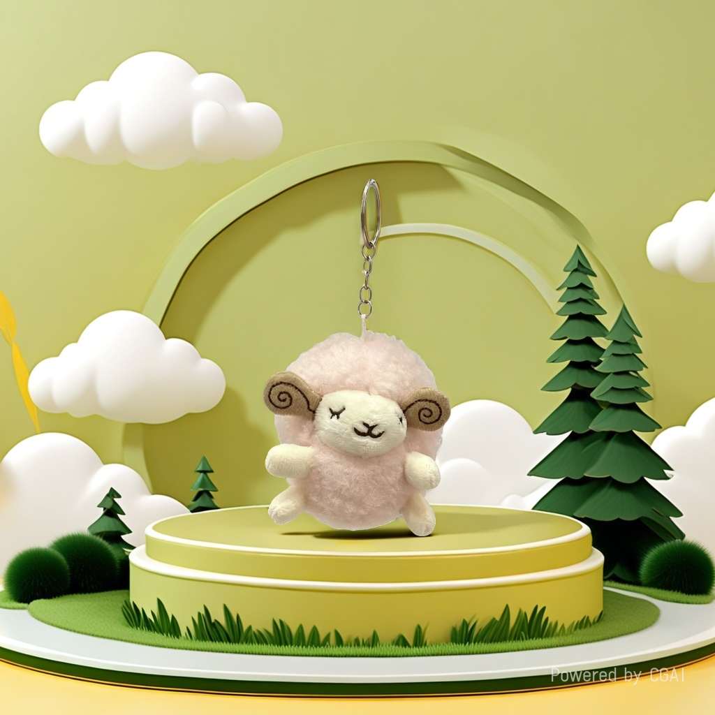 New cartoon curly little sheep pendant plush toy keychain for foreign trade supply Specification image