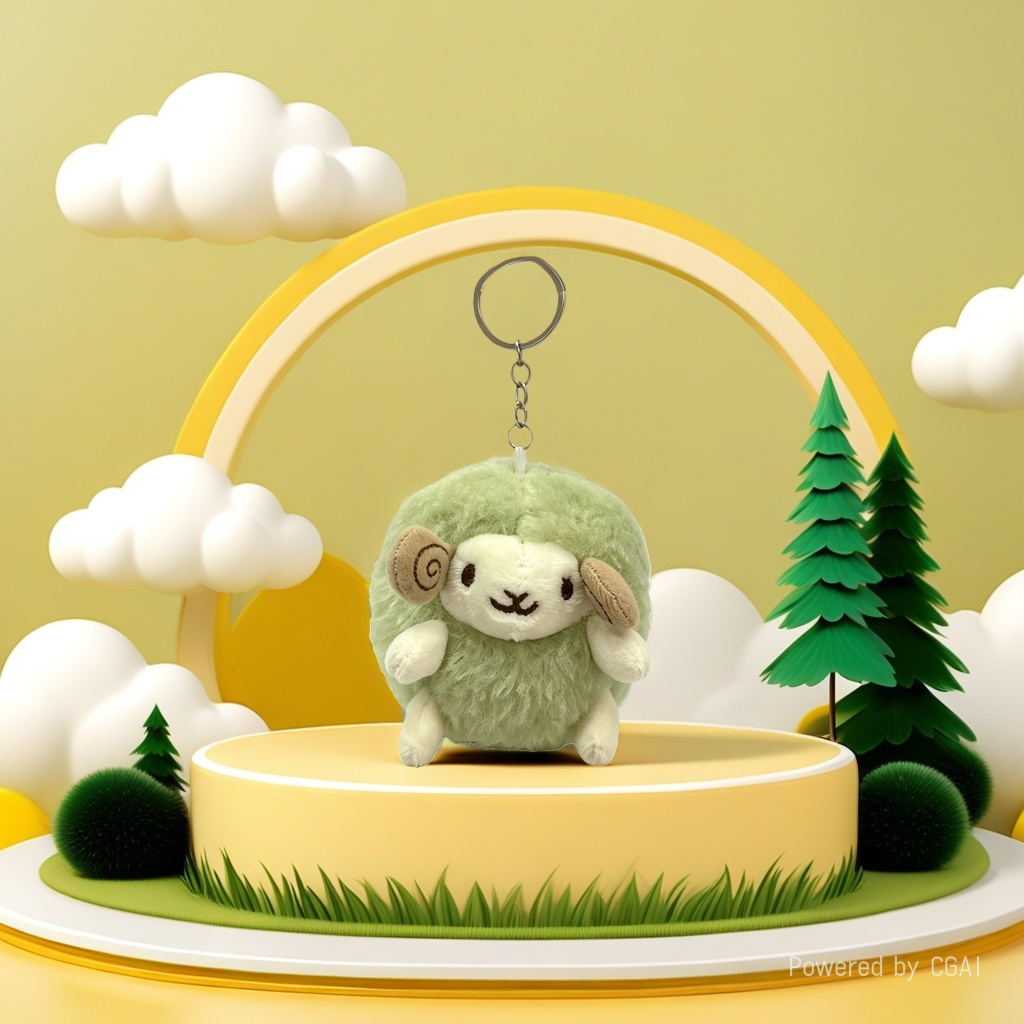 New cartoon curly little sheep pendant plush toy keychain for foreign trade supply