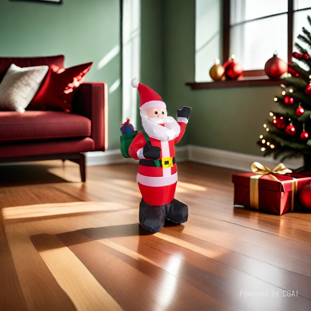 Santa Claus inflatable decoration Christmas decoration 1.2-meter backpack old man details Picture