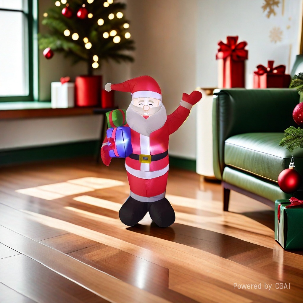 Cartoon Santa Claus inflatable doll 1.8-meter hand-held gift package for the elderly details Picture