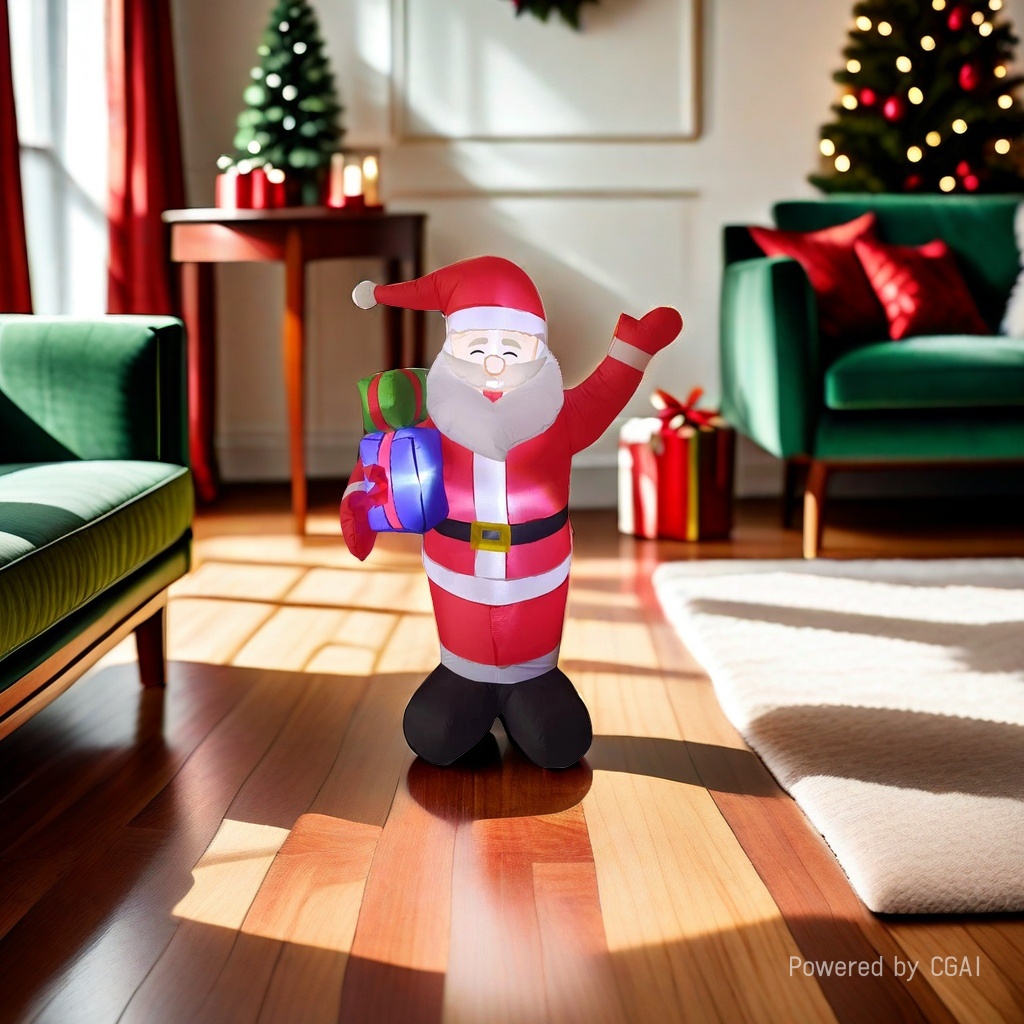 Cartoon Santa Claus inflatable doll 1.8-meter hand-held gift package for the elderly Specification image