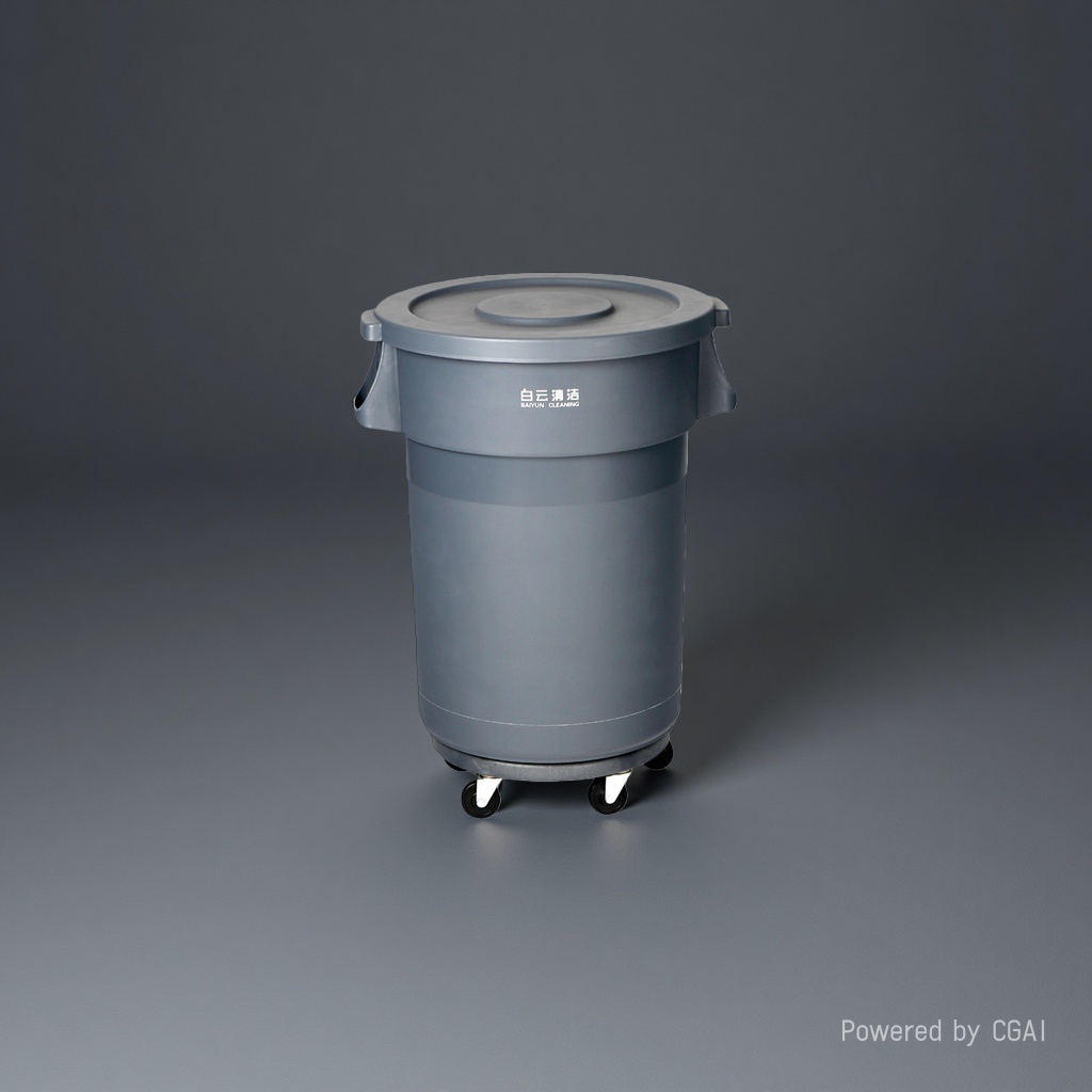 Thickened wheeled round grey desktop small trash can, smart home for hotels