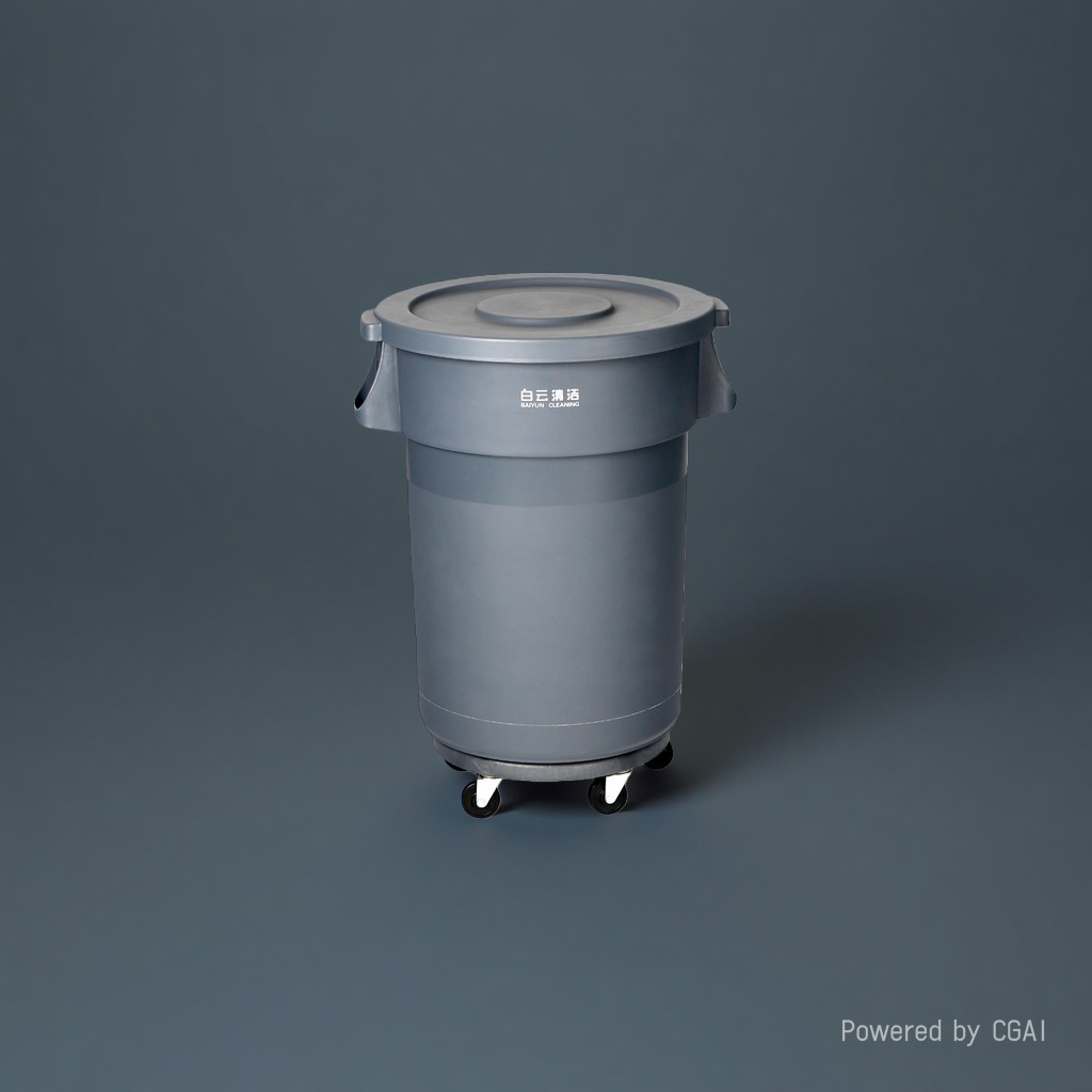 Thickened wheeled round grey desktop small trash can, smart home for hotels Specification image