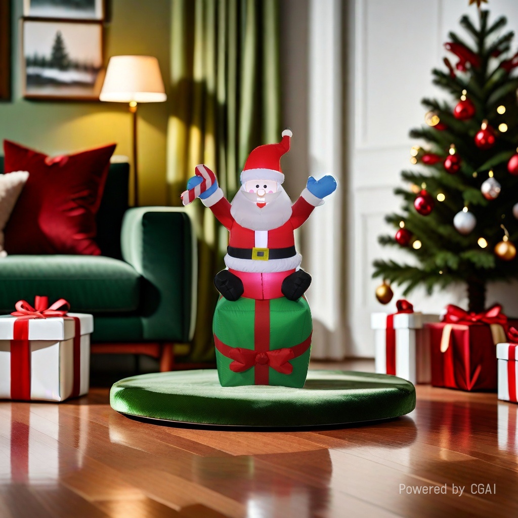 Santa Claus inflatable decoration 1.8-meter hand-held gift package for the elderly Application Scenario