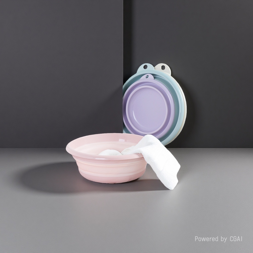 家用便携式折叠塑料洗脸盆50cm 可收纳洗脸盆子